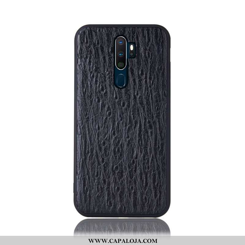 Capa Oppo A5 2020 Couro Legitimo Capas Cases Telemóvel Castanho, Oppo A5 2020 Protetoras Barato