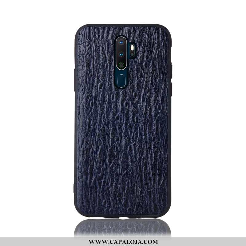 Capa Oppo A5 2020 Couro Legitimo Capas Cases Telemóvel Castanho, Oppo A5 2020 Protetoras Barato