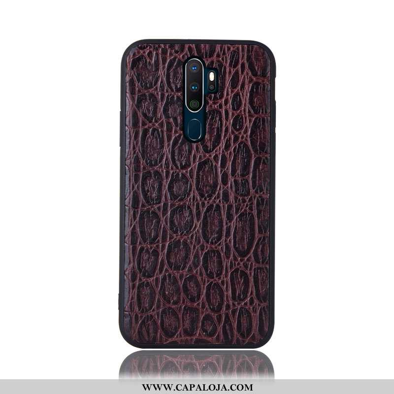 Capa Oppo A5 2020 Couro Legitimo Roxa Telemóvel Traseira Roxo, Capas Oppo A5 2020 Protetoras Comprar