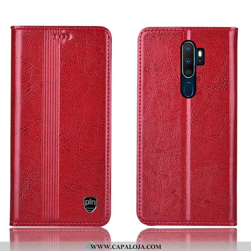 Capa Oppo A5 2020 Protetoras Cases Telemóvel Completa Castanho, Capas Oppo A5 2020 Couro Genuíno Com