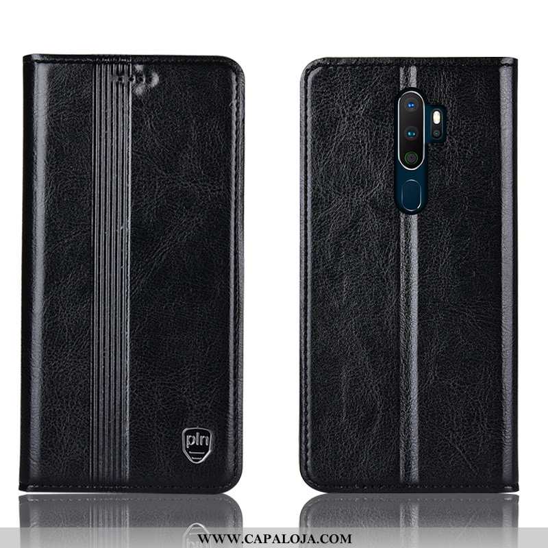 Capa Oppo A5 2020 Protetoras Cases Telemóvel Completa Castanho, Capas Oppo A5 2020 Couro Genuíno Com