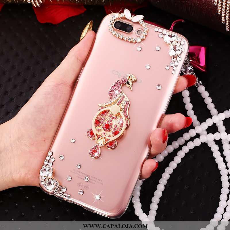 Capa Oppo A5 Silicone Soft Tendencia Antiqueda Rosa, Capas Oppo A5 Strass Venda