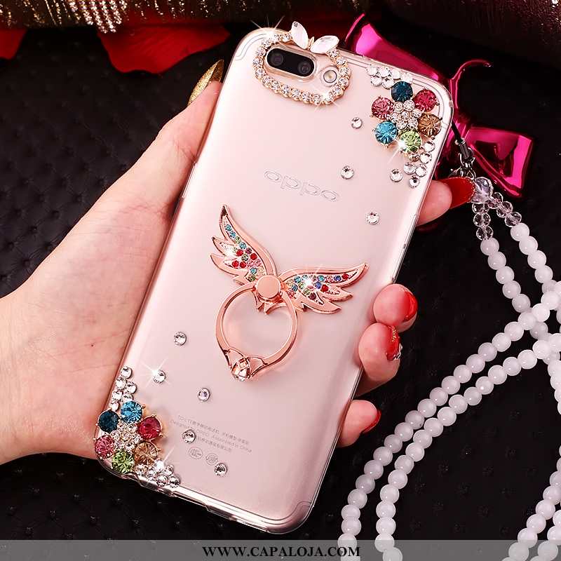 Capa Oppo A5 Silicone Soft Tendencia Antiqueda Rosa, Capas Oppo A5 Strass Venda