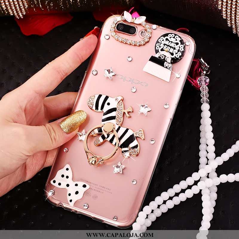 Capa Oppo A5 Silicone Soft Tendencia Antiqueda Rosa, Capas Oppo A5 Strass Venda