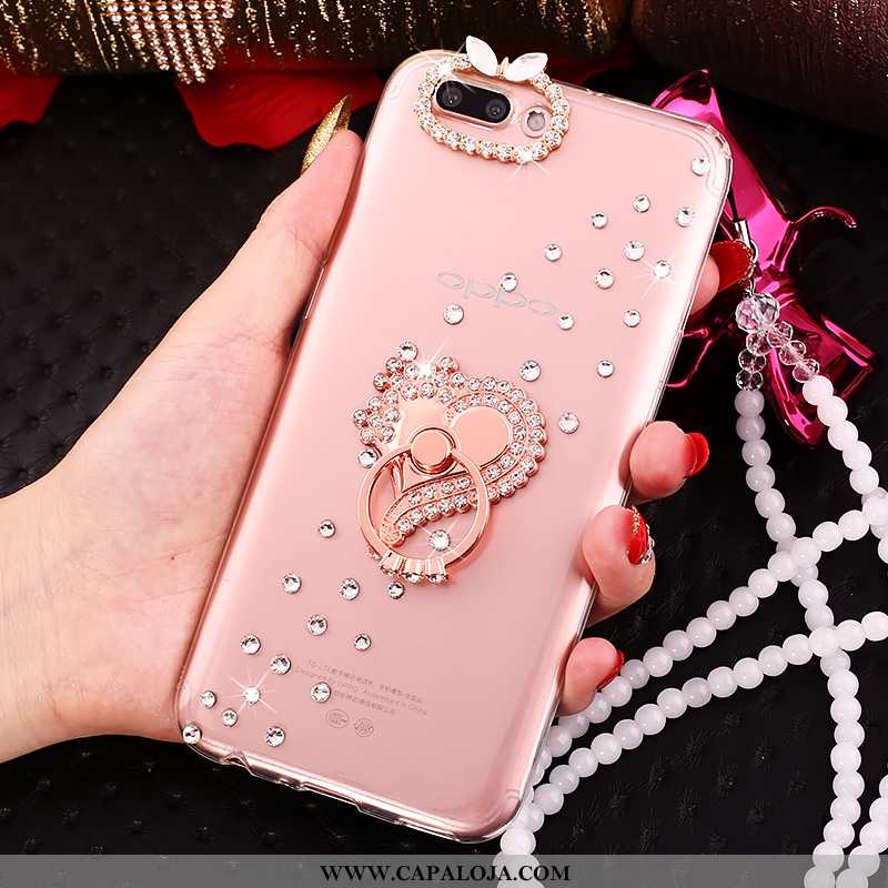 Capa Oppo A5 Silicone Soft Tendencia Antiqueda Rosa, Capas Oppo A5 Strass Venda