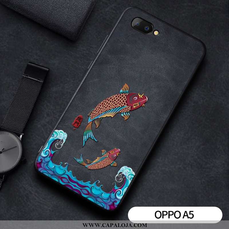 Capa Oppo A5 Vintage Capas Protetoras Mullet Preto, Oppo A5 Couro Promoção