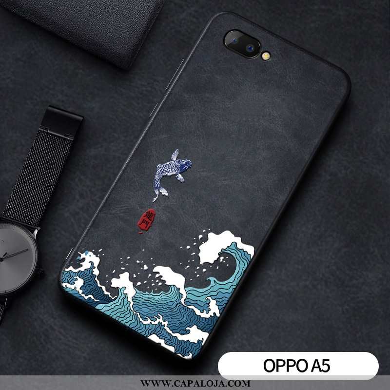 Capa Oppo A5 Vintage Capas Protetoras Mullet Preto, Oppo A5 Couro Promoção