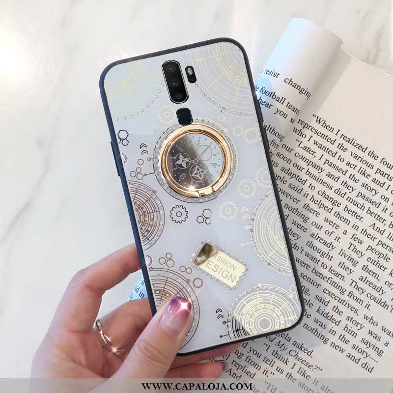 Capa Oppo A9 2020 Cravejado Luxo Malha Feminino Branco, Capas Oppo A9 2020 Personalizado Promoção