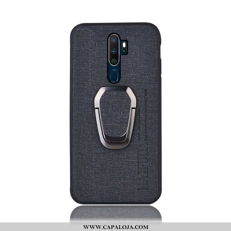 Capa Oppo A9 2020 Protetoras Cinza Suporte Telemóvel, Capas Oppo A9 2020 Linho Barato