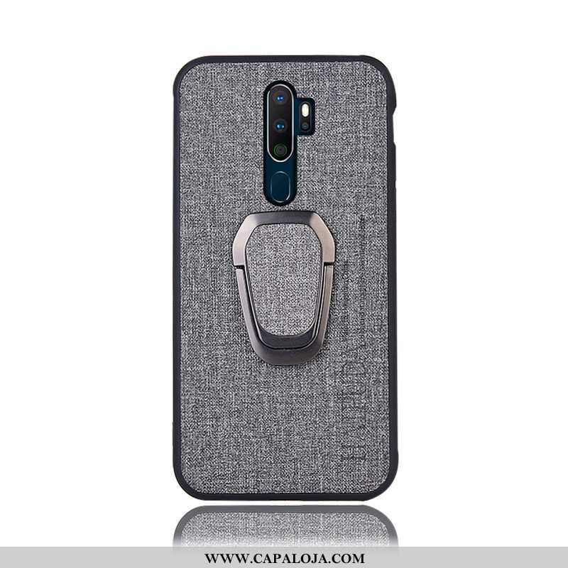 Capa Oppo A9 2020 Protetoras Cinza Suporte Telemóvel, Capas Oppo A9 2020 Linho Barato