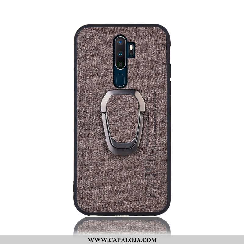 Capa Oppo A9 2020 Protetoras Cinza Suporte Telemóvel, Capas Oppo A9 2020 Linho Barato