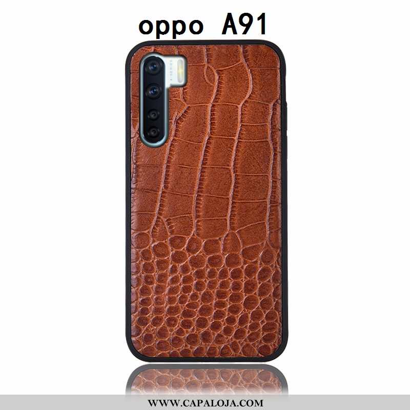 Capa Oppo A91 Couro Genuíno Capas Traseira Antiqueda Castanho, Oppo A91 Protetoras Venda