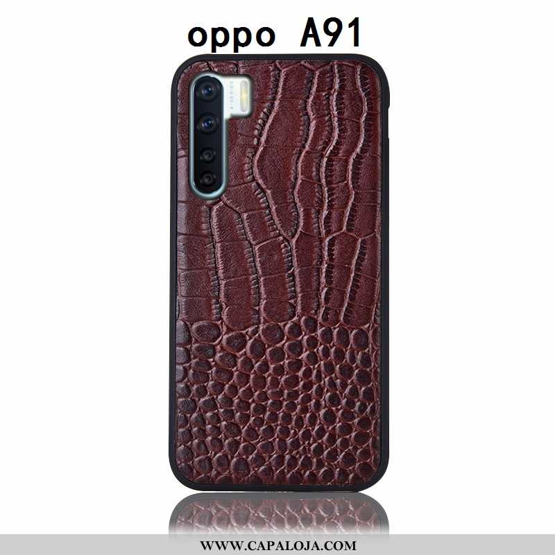 Capa Oppo A91 Couro Genuíno Capas Traseira Antiqueda Castanho, Oppo A91 Protetoras Venda