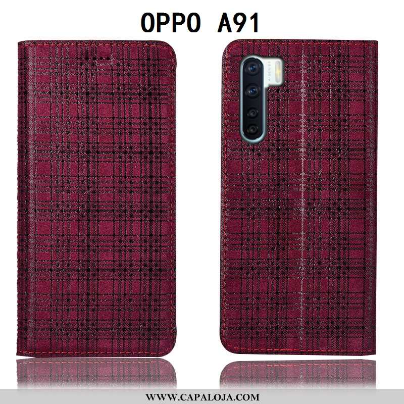 Capa Oppo A91 Couro Legitimo Capas Cases Xadrez Bordô, Oppo A91 Protetoras Promoção