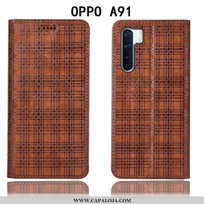 Capa Oppo A91 Couro Legitimo Capas Cases Xadrez Bordô, Oppo A91 Protetoras Promoção