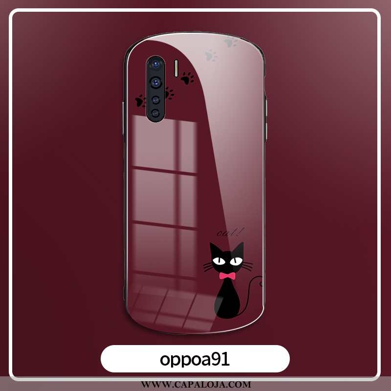 Capa Oppo A91 Desenho Animado Vidro Vermelha Telinha Vermelho, Capas Oppo A91 Fofas Comprar