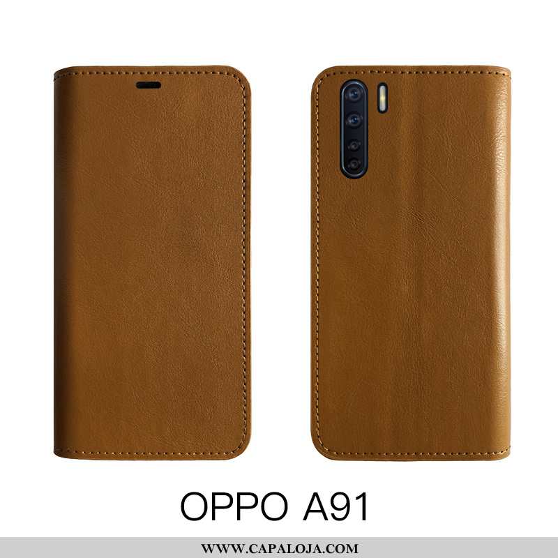 Capa Oppo A91 Protetoras Capas Cases Vaca Castanho, Oppo A91 Couro Genuíno Baratos