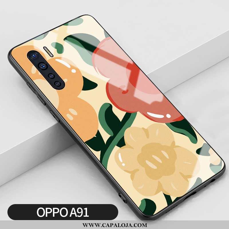 Capa Oppo A91 Protetoras Frente Florido Retro Amarelo, Capas Oppo A91 Silicone Comprar