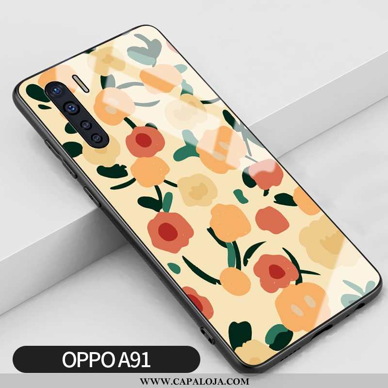 Capa Oppo A91 Protetoras Frente Florido Retro Amarelo, Capas Oppo A91 Silicone Comprar