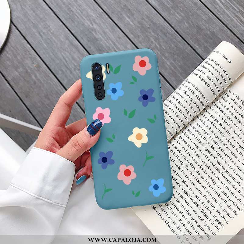 Capa Oppo A91 Silicone Florido Feminino Telinha Azul, Capas Oppo A91 Personalizada Venda