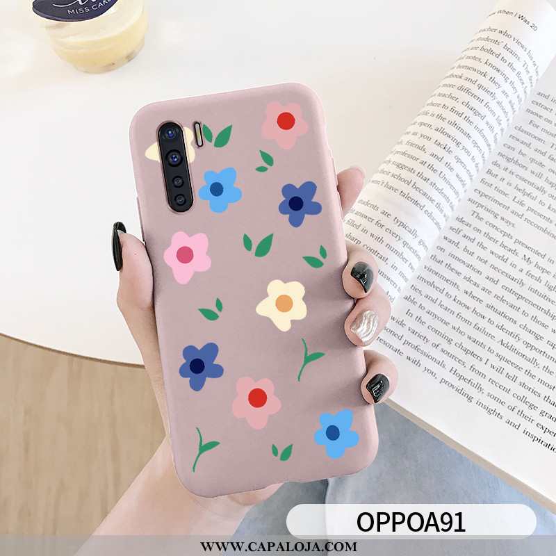 Capa Oppo A91 Silicone Florido Feminino Telinha Azul, Capas Oppo A91 Personalizada Venda