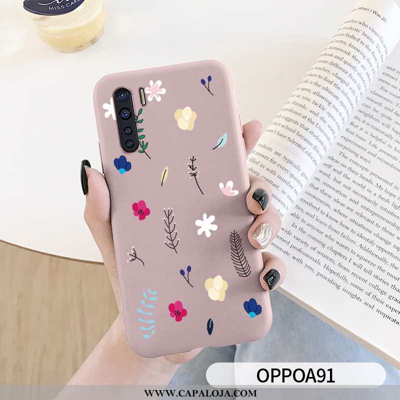 Capa Oppo A91 Silicone Florido Feminino Telinha Azul, Capas Oppo A91 Personalizada Venda