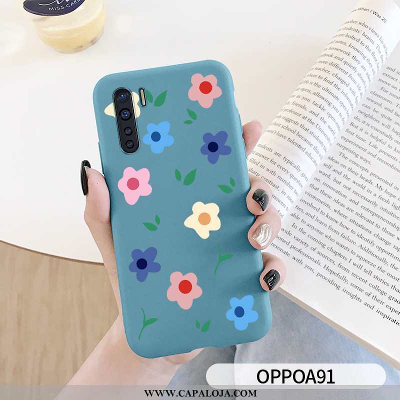 Capa Oppo A91 Silicone Florido Feminino Telinha Azul, Capas Oppo A91 Personalizada Venda