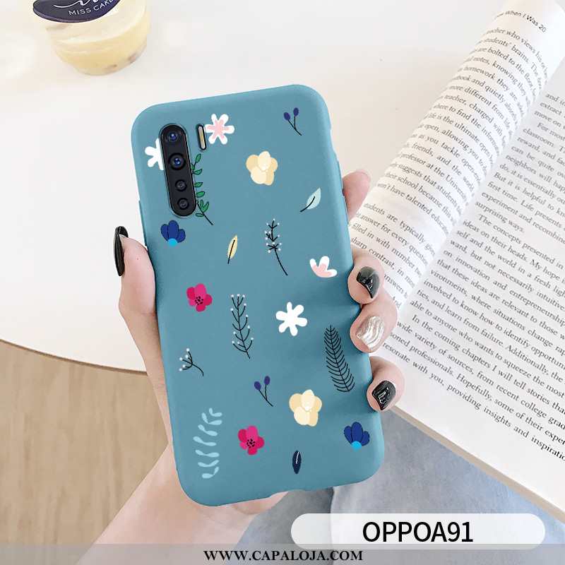 Capa Oppo A91 Silicone Florido Feminino Telinha Azul, Capas Oppo A91 Personalizada Venda