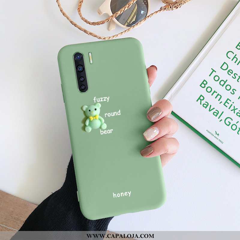 Capa Oppo A91 Tendencia Urso Telinha Fosco Verde, Capas Oppo A91 Soft Baratos