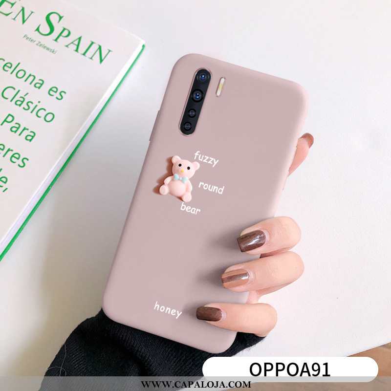 Capa Oppo A91 Tendencia Urso Telinha Fosco Verde, Capas Oppo A91 Soft Baratos