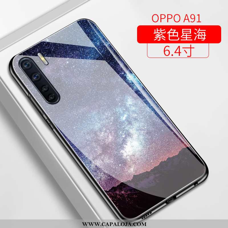 Capa Oppo A91 Tendencia Vidro Claro Silicone Roxo, Capas Oppo A91 Soft Online