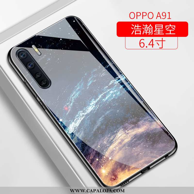 Capa Oppo A91 Tendencia Vidro Claro Silicone Roxo, Capas Oppo A91 Soft Online