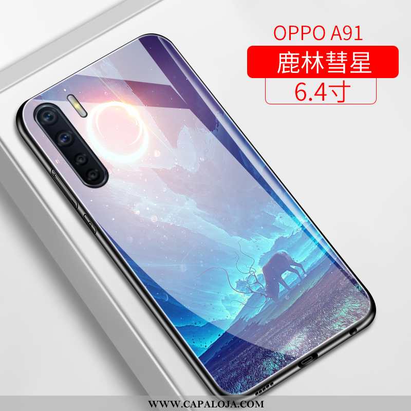 Capa Oppo A91 Tendencia Vidro Claro Silicone Roxo, Capas Oppo A91 Soft Online