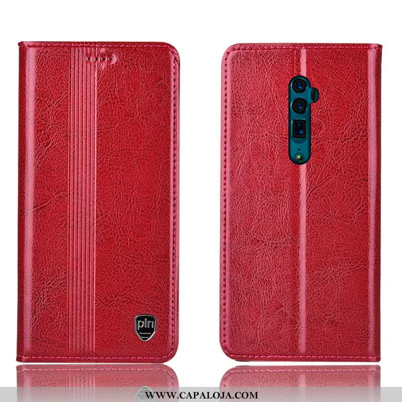 Capa Oppo Reno 10x Zoom Couro Genuíno Antiqueda Telemóvel Vermelha Vermelho, Capas Oppo Reno 10x Zoo