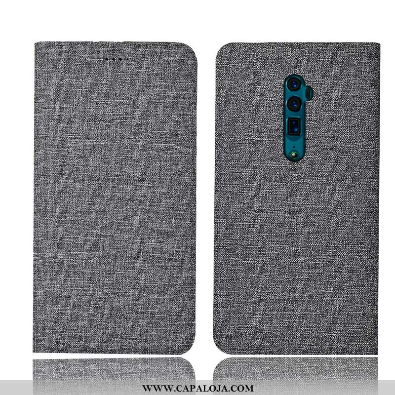 Capa Oppo Reno 10x Zoom Linho Telemóvel Cases Protetoras Cinza, Capas Oppo Reno 10x Zoom Couro Compr