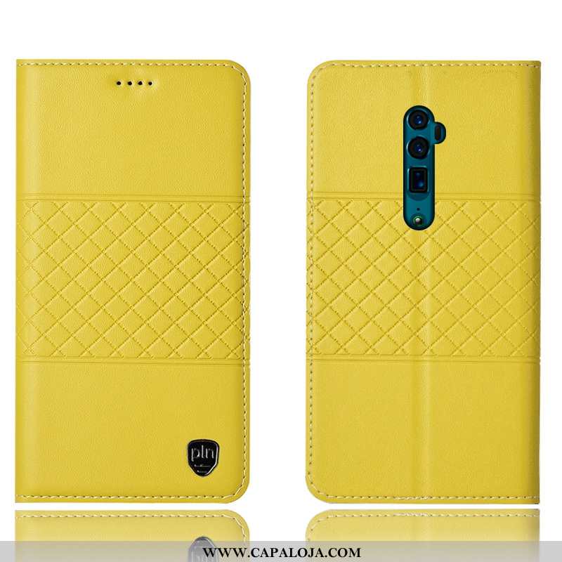 Capa Oppo Reno 10x Zoom Protetoras Completa Telemóvel Capas Amarelo, Oppo Reno 10x Zoom Couro Genuín