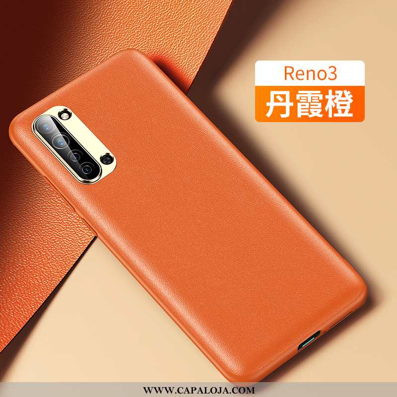 Capa Oppo Reno 3 Couro Aço Antiqueda Completa Laranja, Capas Oppo Reno 3 Barato