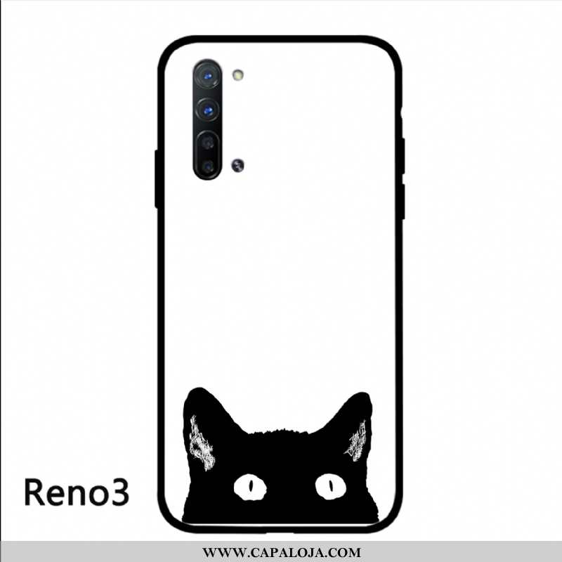 Capa Oppo Reno 3 Personalizada Desenho Animado Vermelha Gato Branco, Capas Oppo Reno 3 Criativas Bar