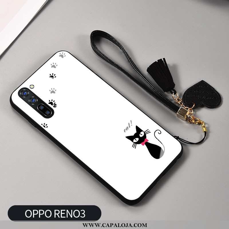 Capa Oppo Reno 3 Personalizado Moda Silicone Malha Branco, Capas Oppo Reno 3 Criativas Promoção