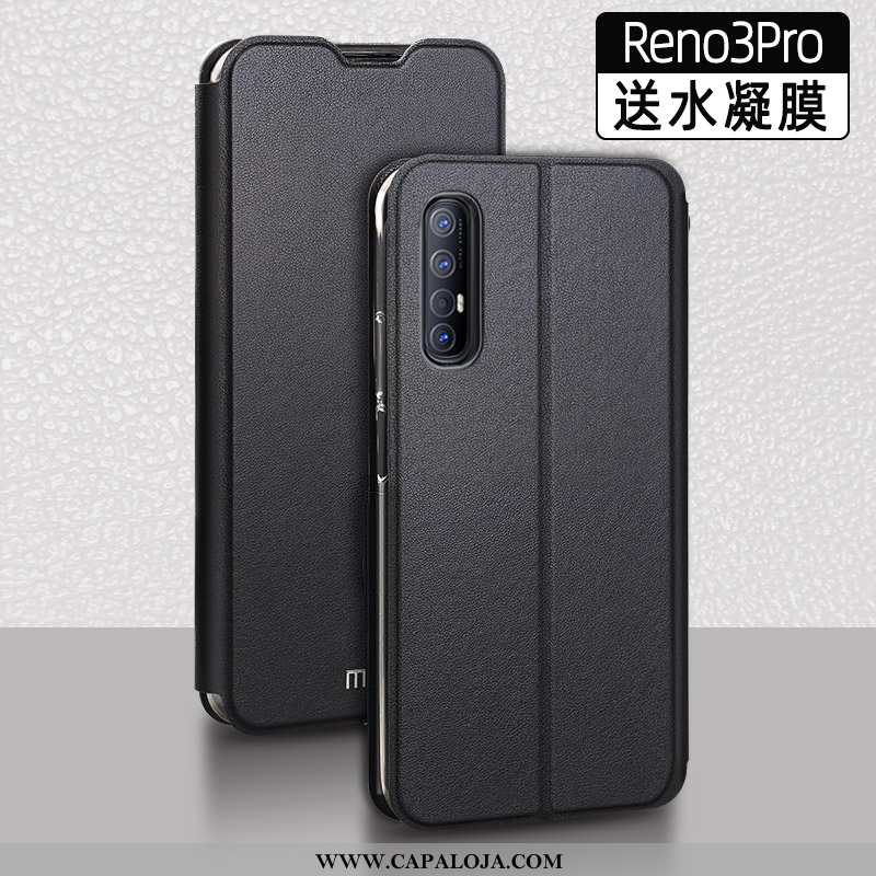 Capa Oppo Reno 3 Pro Protetoras Nova Cases Couro Preto, Capas Oppo Reno 3 Pro Silicone Venda