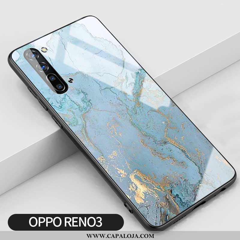 Capa Oppo Reno 3 Silicone Marmore Protetoras Simples Azul, Capas Oppo Reno 3 Vidro Barato