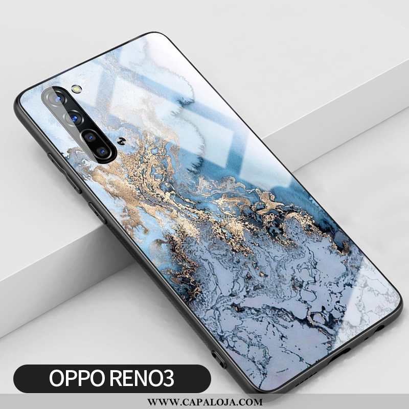 Capa Oppo Reno 3 Silicone Marmore Protetoras Simples Azul, Capas Oppo Reno 3 Vidro Barato