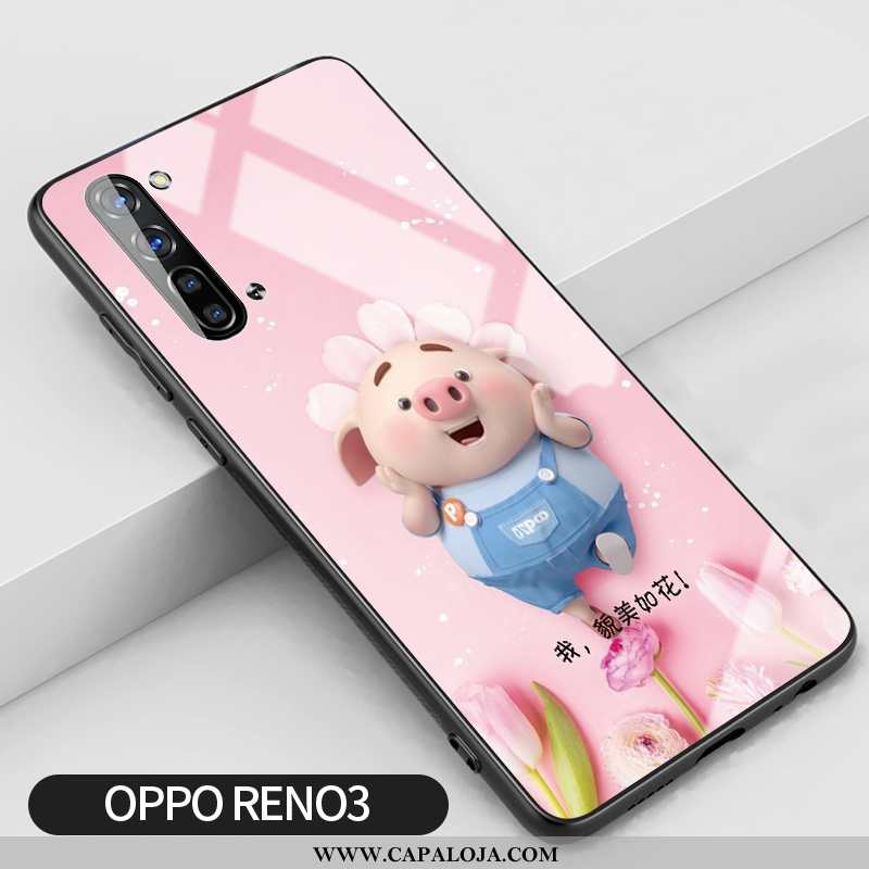 Capa Oppo Reno 3 Vidro Telemóvel Capas Silicone Rosa, Oppo Reno 3 Criativas Venda