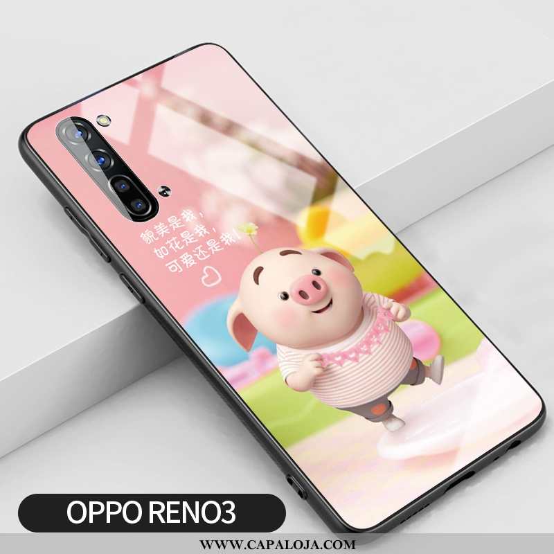 Capa Oppo Reno 3 Vidro Telemóvel Capas Silicone Rosa, Oppo Reno 3 Criativas Venda