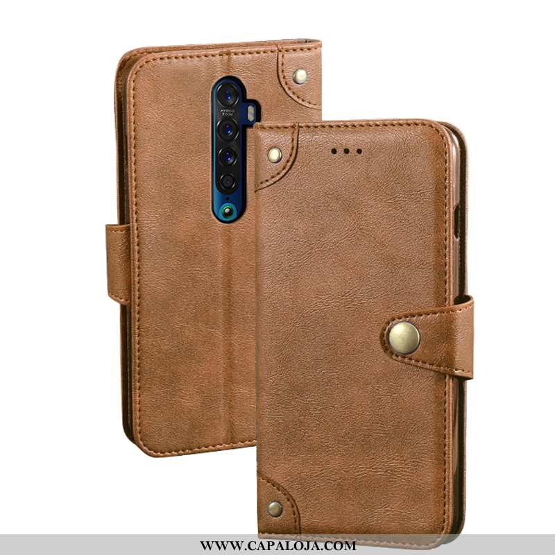 Capa Oppo Reno2 Carteira Capas Telemóvel Antiqueda Caqui, Oppo Reno2 Couro Online