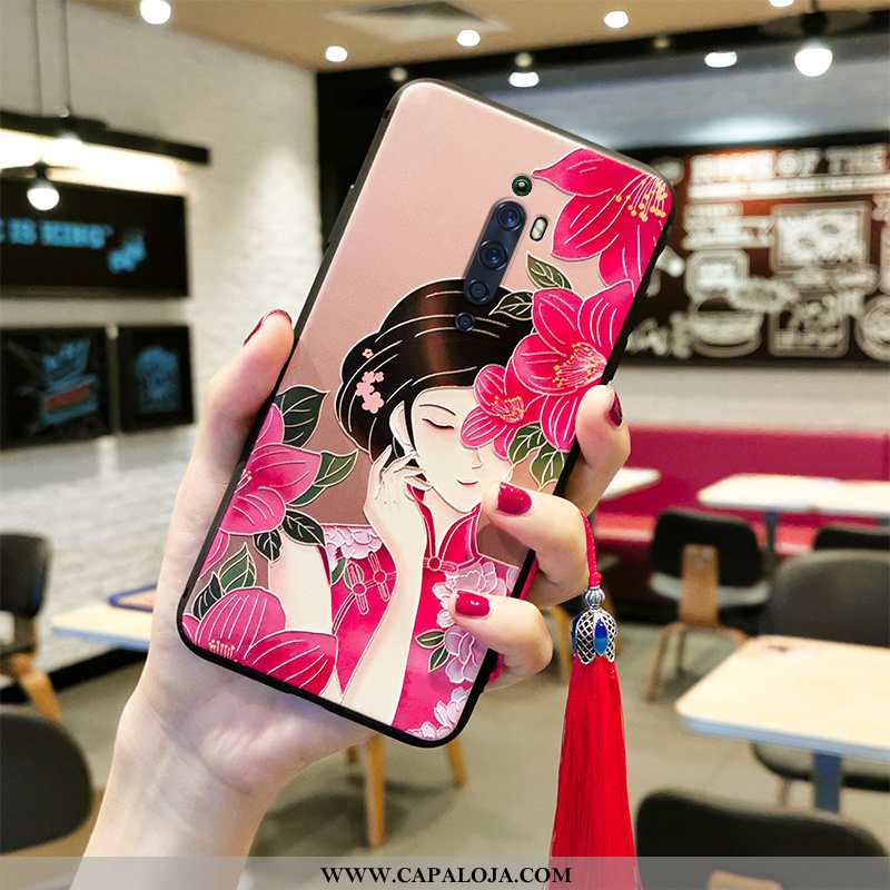 Capa Oppo Reno2 Z Silicone Clássico Cheongsam Capas Vermelho, Oppo Reno2 Z Tendencia Barato