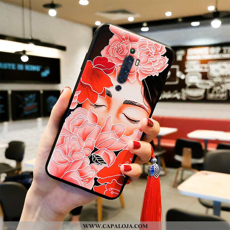 Capa Oppo Reno2 Z Silicone Clássico Cheongsam Capas Vermelho, Oppo Reno2 Z Tendencia Barato