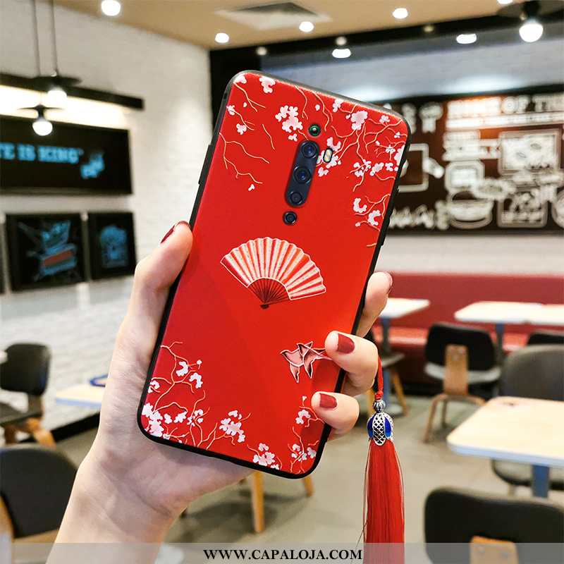 Capa Oppo Reno2 Z Silicone Clássico Cheongsam Capas Vermelho, Oppo Reno2 Z Tendencia Barato