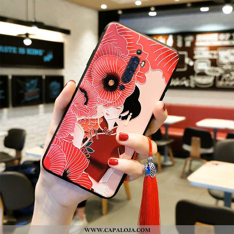 Capa Oppo Reno2 Z Silicone Clássico Cheongsam Capas Vermelho, Oppo Reno2 Z Tendencia Barato