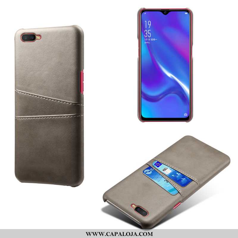 Capa Oppo Rx17 Neo Couro Telemóvel Cinza Capas, Oppo Rx17 Neo Protetoras Online